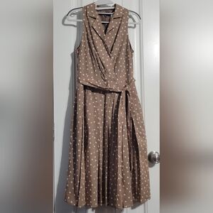 Jones Wear Tan Polka Dot Midi Dress